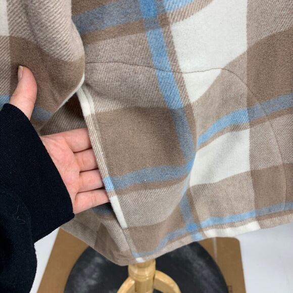 HFX Shirt Jacket Womens XXL 2XL Wool Blend Flannel Check Snap Button Shacket - Picture 6 of 16